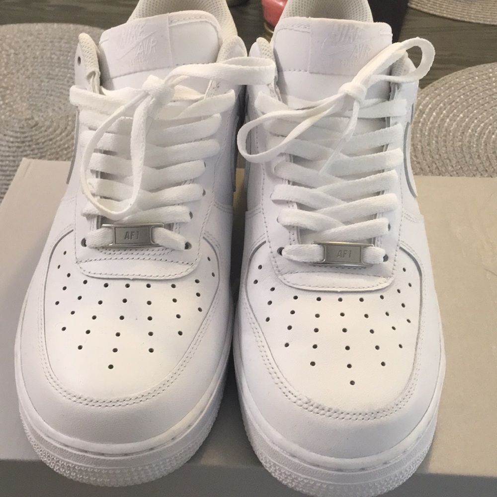All White Authentic Nike Air Force 1's